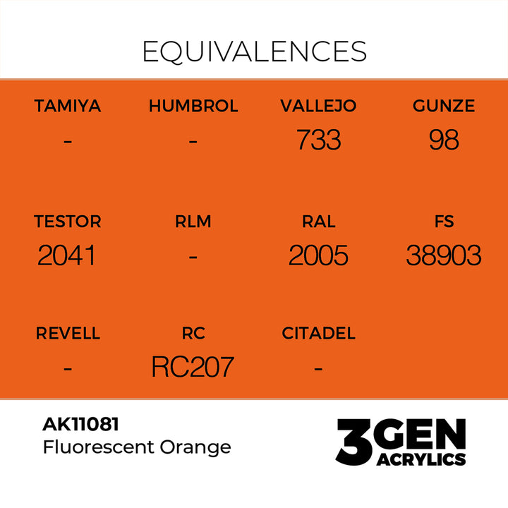 AK - Fluorescent Orange (18ml) - 3Gen Acrylics