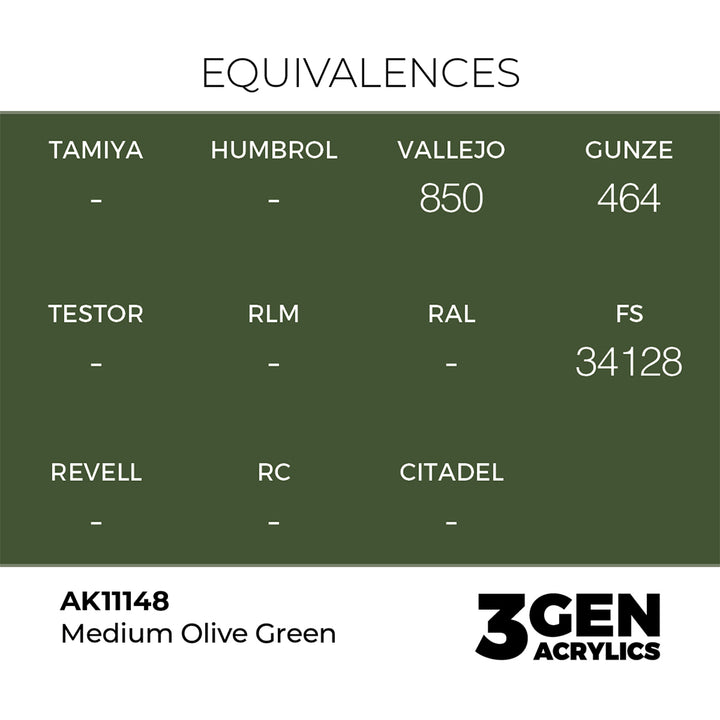 AK - Medium Olive Green (18ml) - 3Gen Acrylics