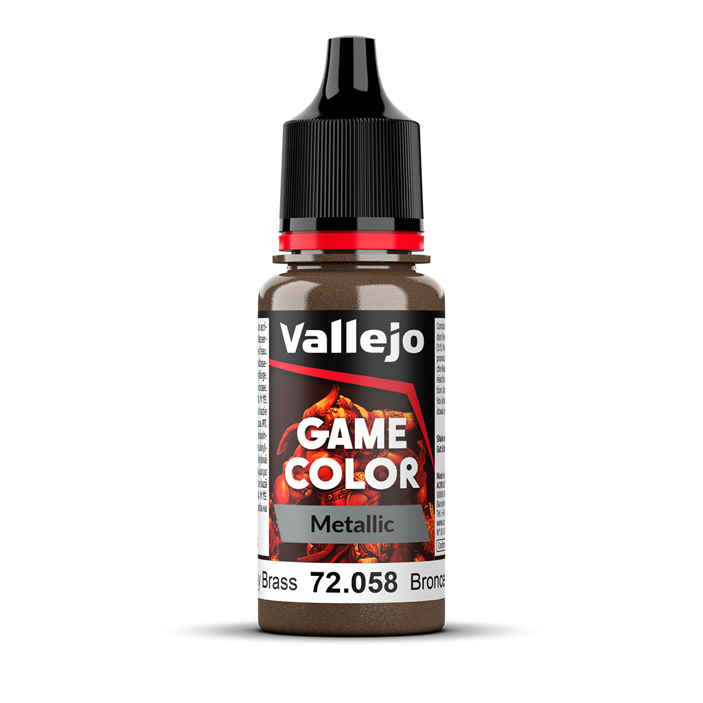 Vallejo Game Color Metallic Brassy Brass 72.058 Acrylfarbe 18 ml für Tabletop Miniaturen und Modellbau