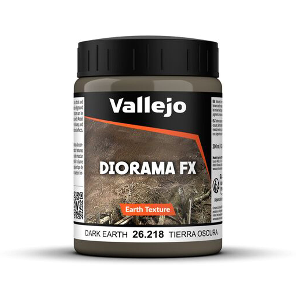 Vallejo Diorama FX Dark Earth Texture 26.818 Textur Paste 200 ml für Tabletop Miniaturen Bases und Modellbau Dioramen