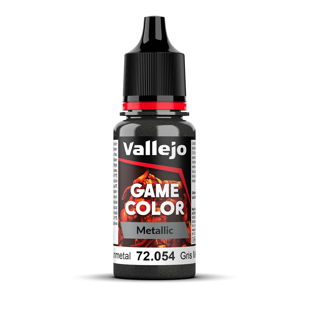 Vallejo Game Color Metallic Dark Gunmetal 72.054 Acrylfarbe 18 ml für Tabletop Miniaturen und Modellbau