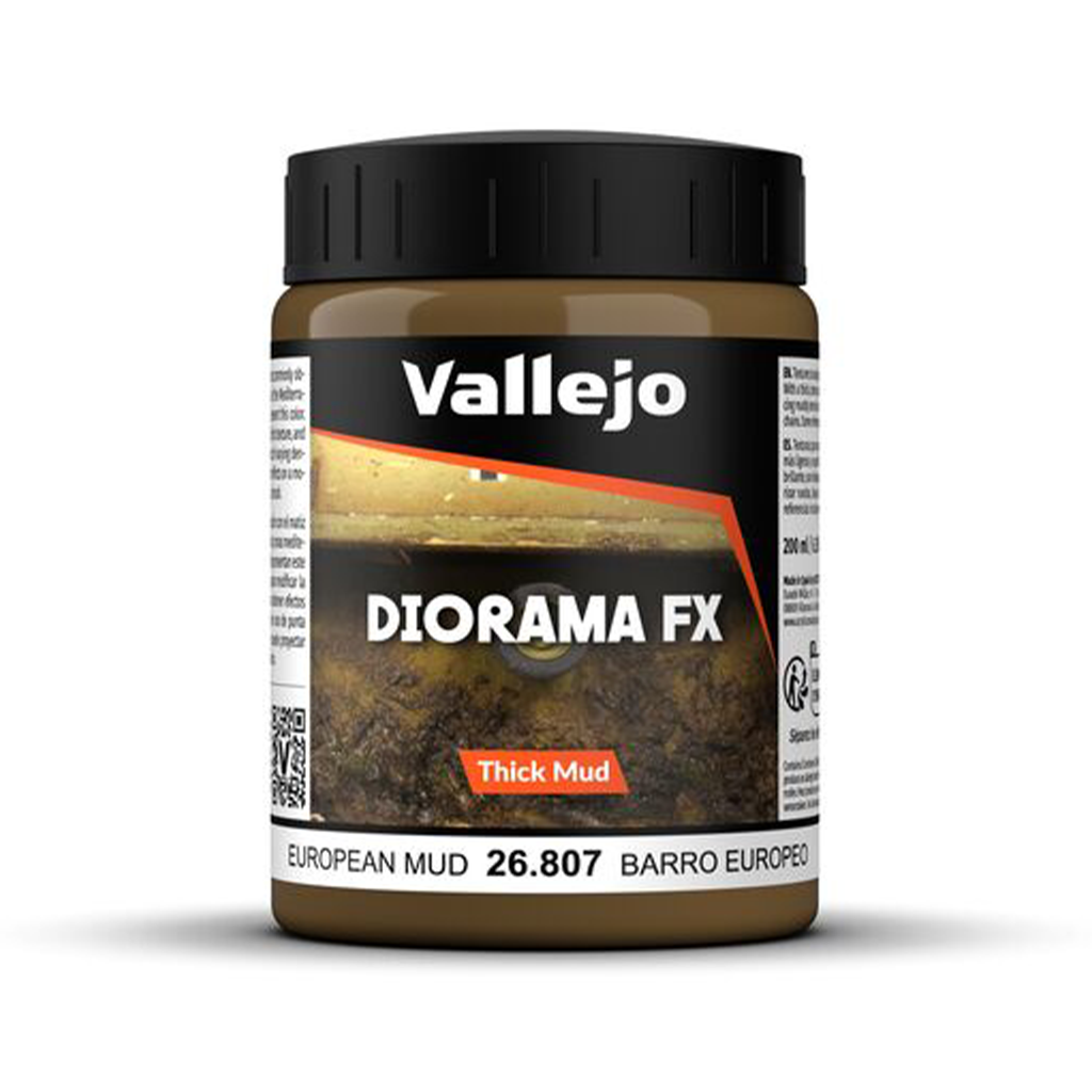 Vallejo Diorama FX European Mud Thick Mud Texture 26.807 Textur Paste 200 ml für Tabletop Miniaturen Bases und Modellbau Dioramen