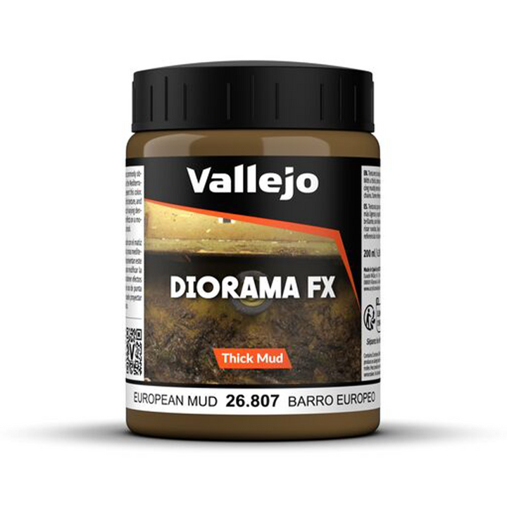 Vallejo Diorama FX European Mud Thick Mud Texture 26.807 Textur Paste 200 ml für Tabletop Miniaturen Bases und Modellbau Dioramen