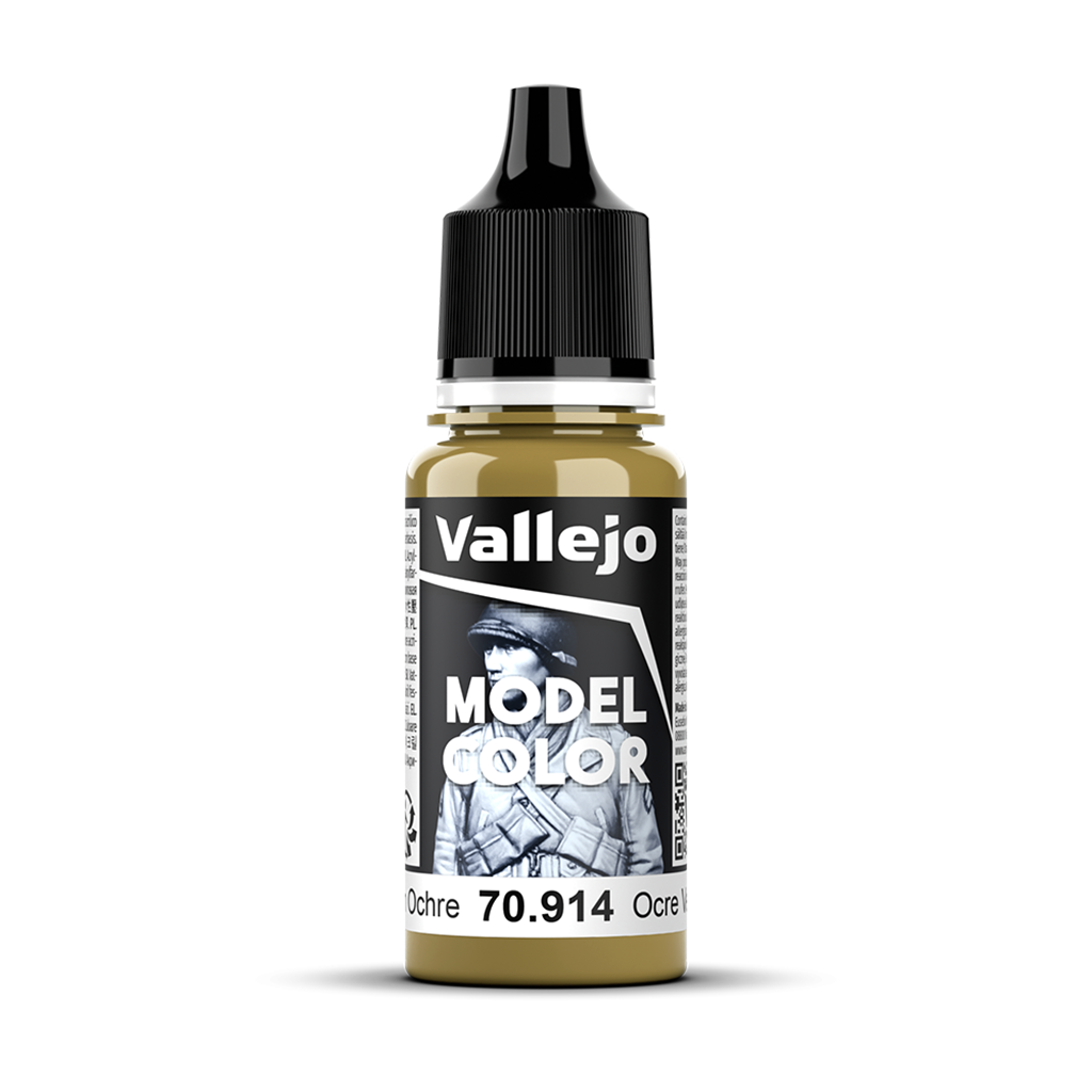 Vallejo Model Color Green Ochre 70914 Acrylfarbe 18 ml für Tabletop Miniaturen und Modellbau