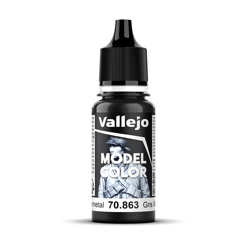Vallejo Model Color Gunmetal 70.863 Acrylfarbe 18 ml für Tabletop Miniaturen und Modellbau
