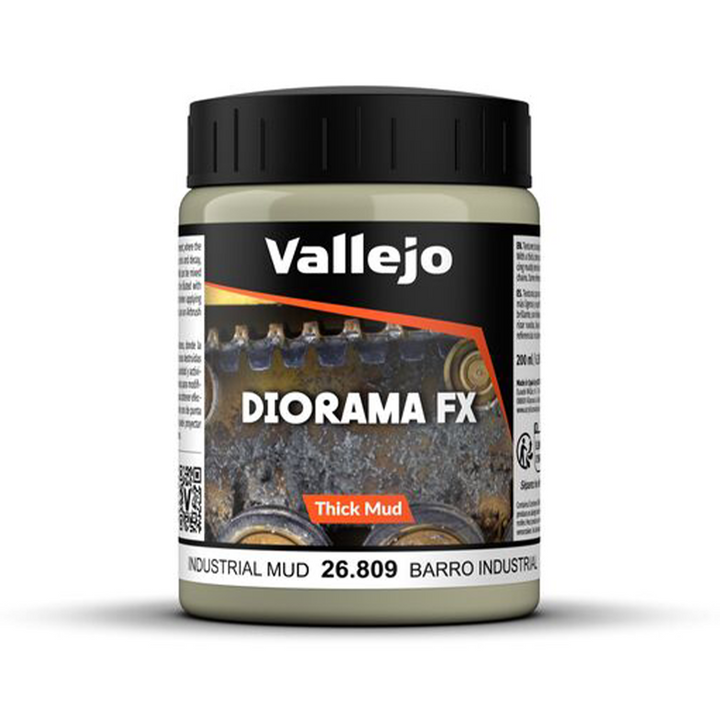 Vallejo Diorama FX Industrial Mud Thick Mud Texture 26.809 Textur Paste 200 ml für Tabletop Miniaturen Bases und Modellbau Dioramen