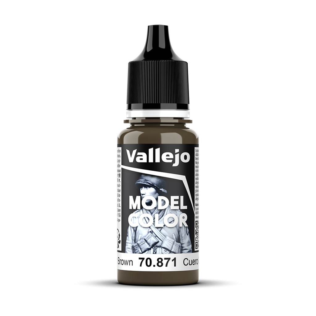 Vallejo Model Color Leather Brown 70.871 Acrylfarbe 18 ml für Tabletop Miniaturen und Modellbau