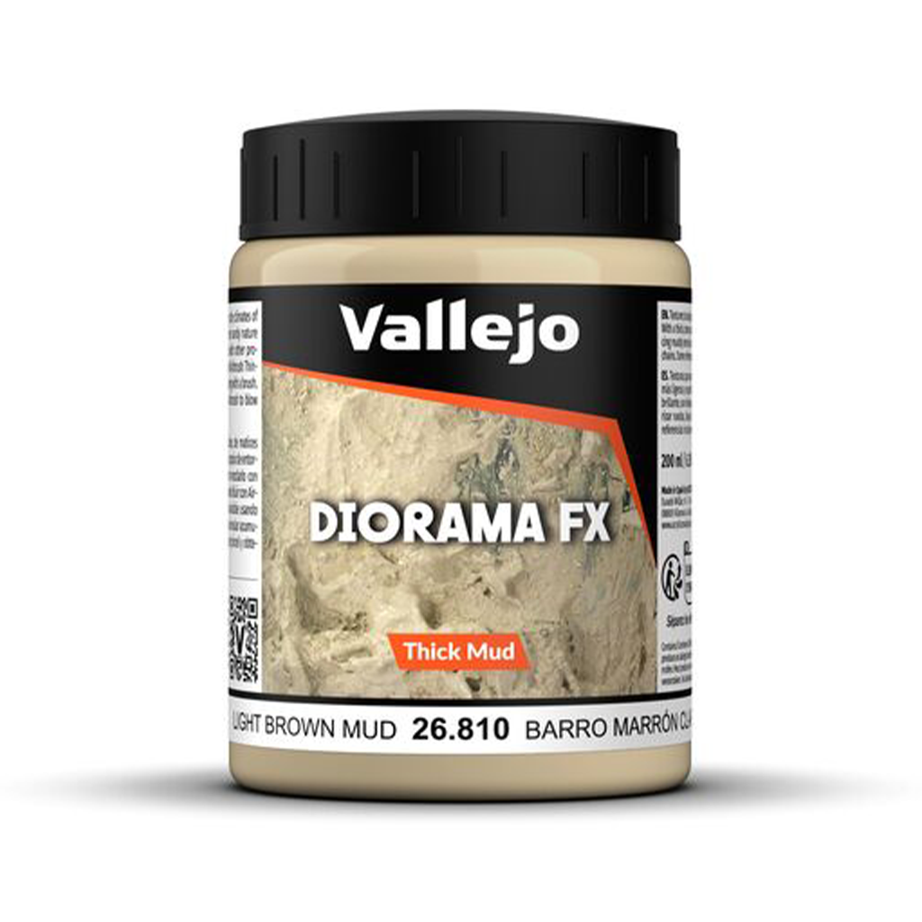 Vallejo Diorama FX Light Brown Mud Thick Mud Texture 26.810 Textur Paste 200 ml für Tabletop Miniaturen Bases und Modellbau Dioramen