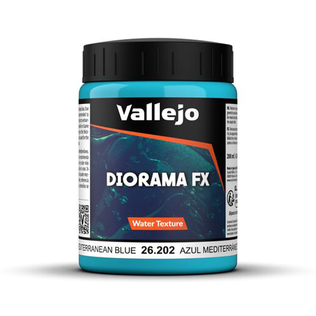 Vallejo Diorama FX Mediterranean Blue Water Texture 26.202 Textur Paste 200 ml für Tabletop Miniaturen Bases und Modellbau Dioramen