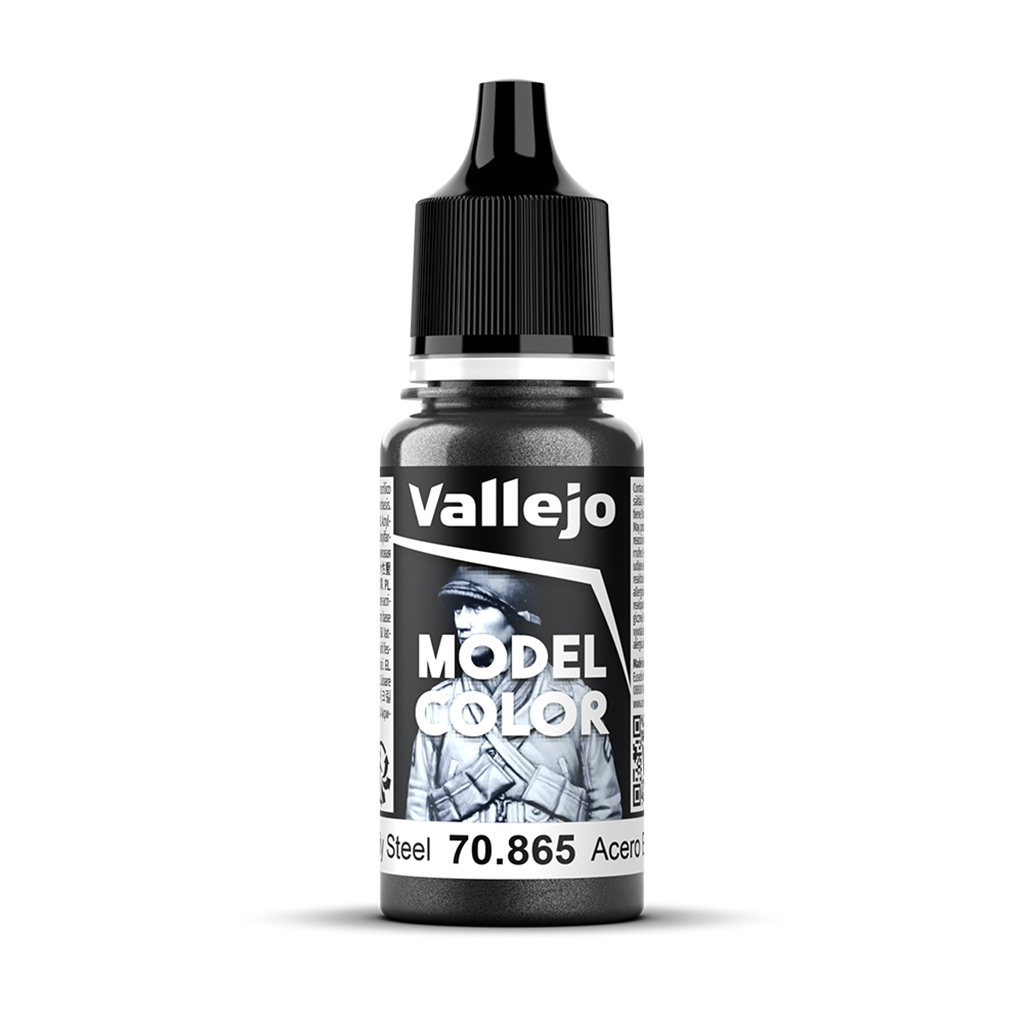 Vallejo Model Color Oily Steel 70865 Acrylfarbe 18 ml für Tabletop Miniaturen und Modellbau