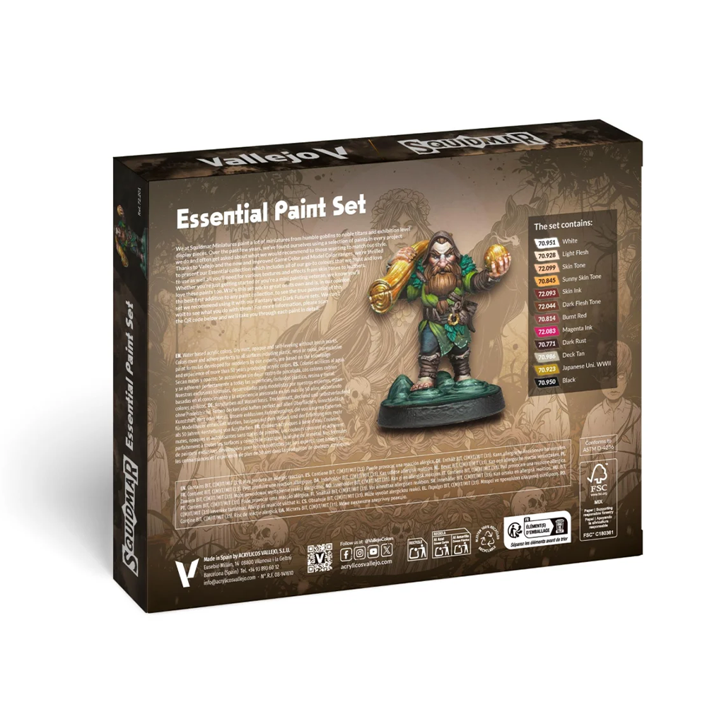 Essential Paint Set by Squidmar Miniatures 12x18ml (72201)