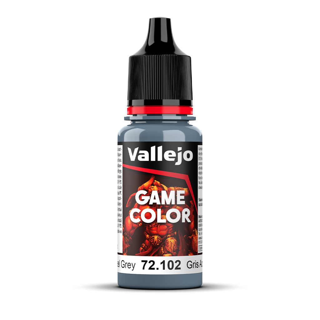 Vallejo Game Color Steel Grey 72.102 Acrylfarbe 18 ml für Tabletop Miniaturen und Modellbau